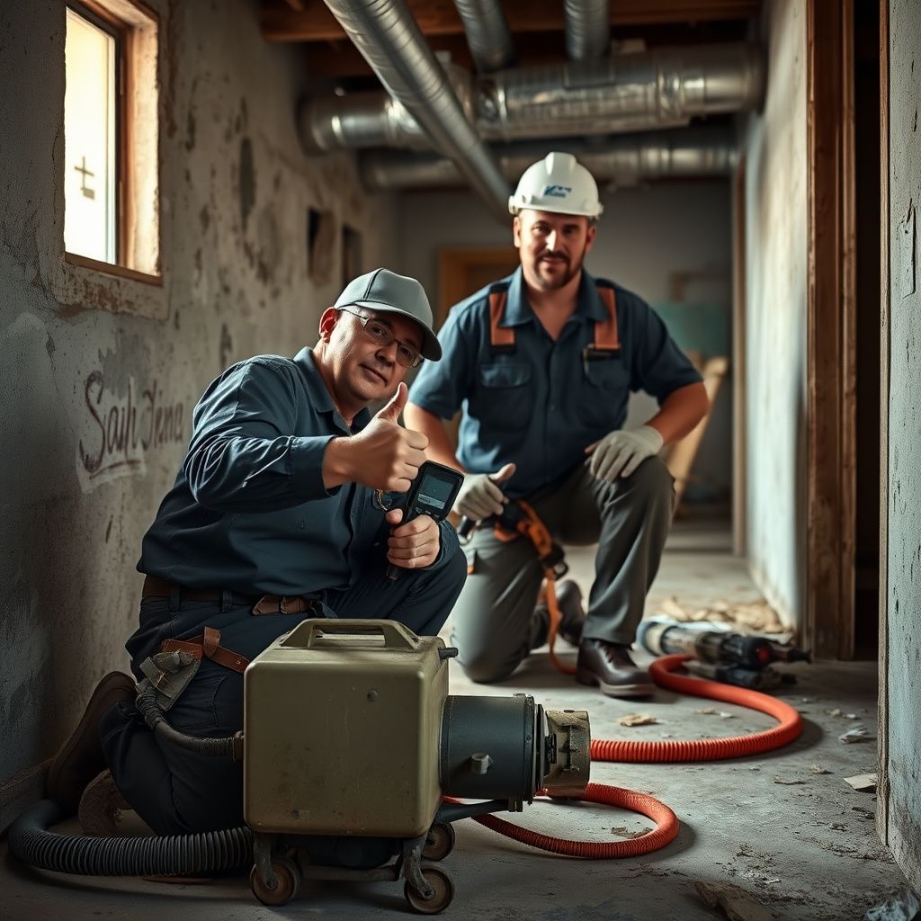 A certified mold remediation technician from Lone Star Mold Co explaining the process to a homeowner in Rowlett, showing a clear plan of action.