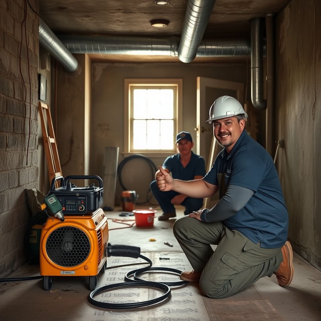 A certified mold remediation technician from Lone Star Mold Co explaining the process to a DeSoto homeowner in a clean, contained work area.